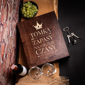 Skrzynka na wino z grawerem potrójna